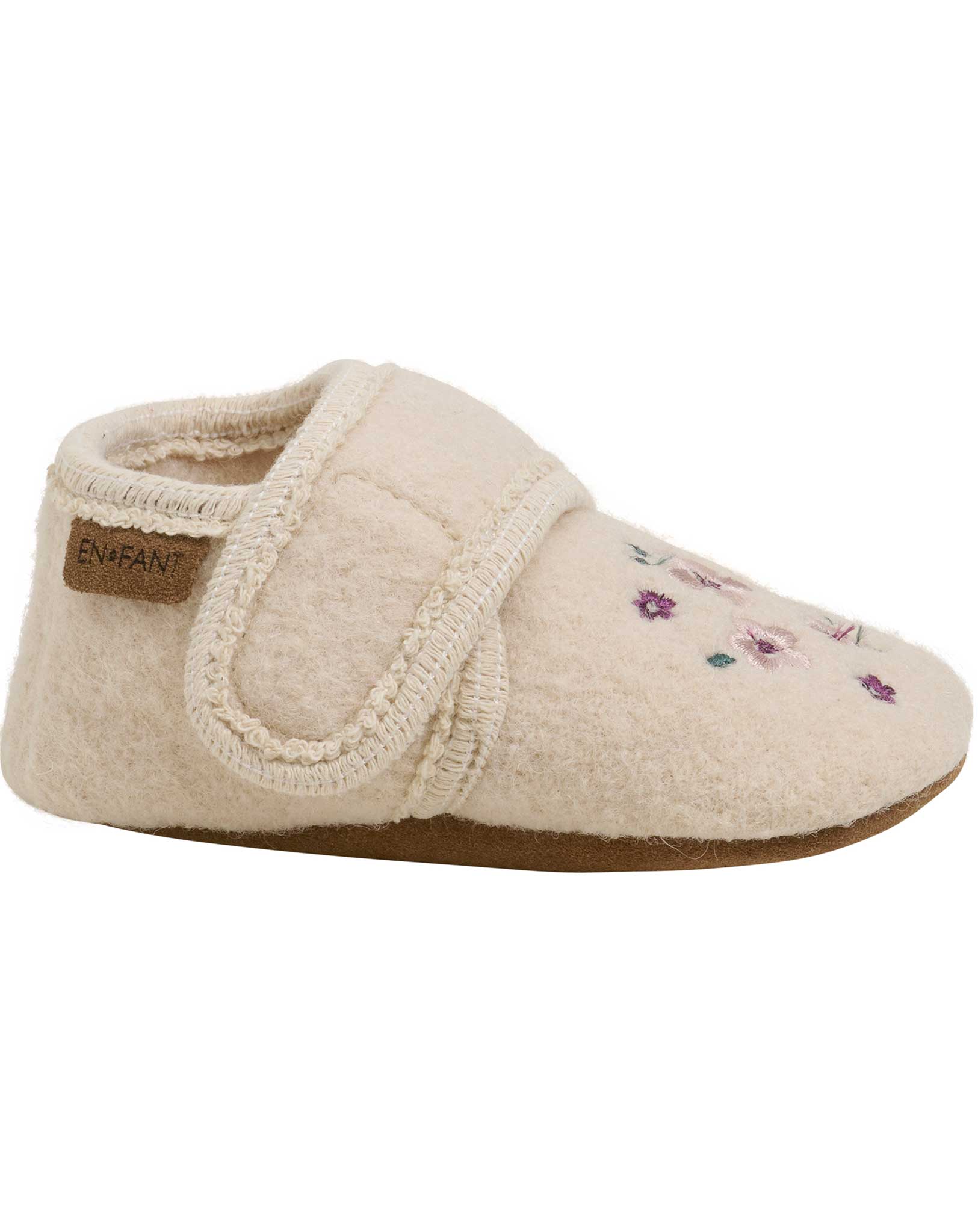 Klett-Hausschuhe WOOL BLUMEN in sandshell