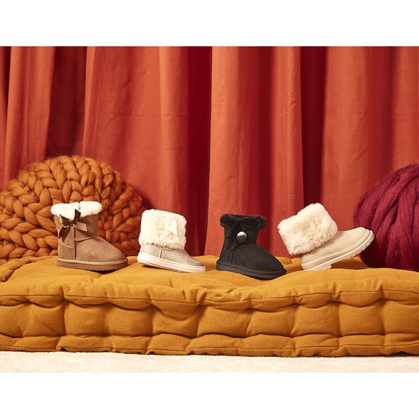 Bottines zippées et fourrées pour fille - Ecru