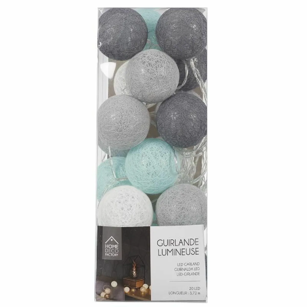 Paris Prix Guirlande LED 20 Boules Bleu & Gris