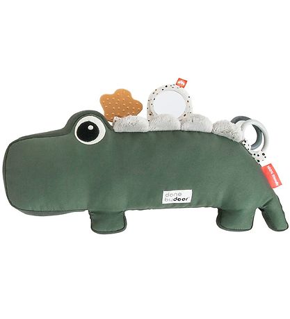 Done By Deer Pude m. Aktivitetsleget?j - Croco - 41 cm -  Grøn
