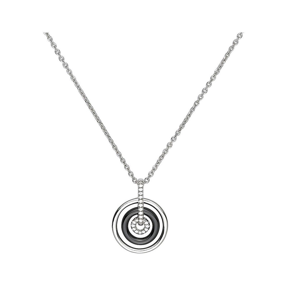Collier mono-motif en Argent 925 millièmes et céramique - blanc brillant