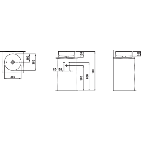 Laufen Living håndvask bordstående Ø380 mm