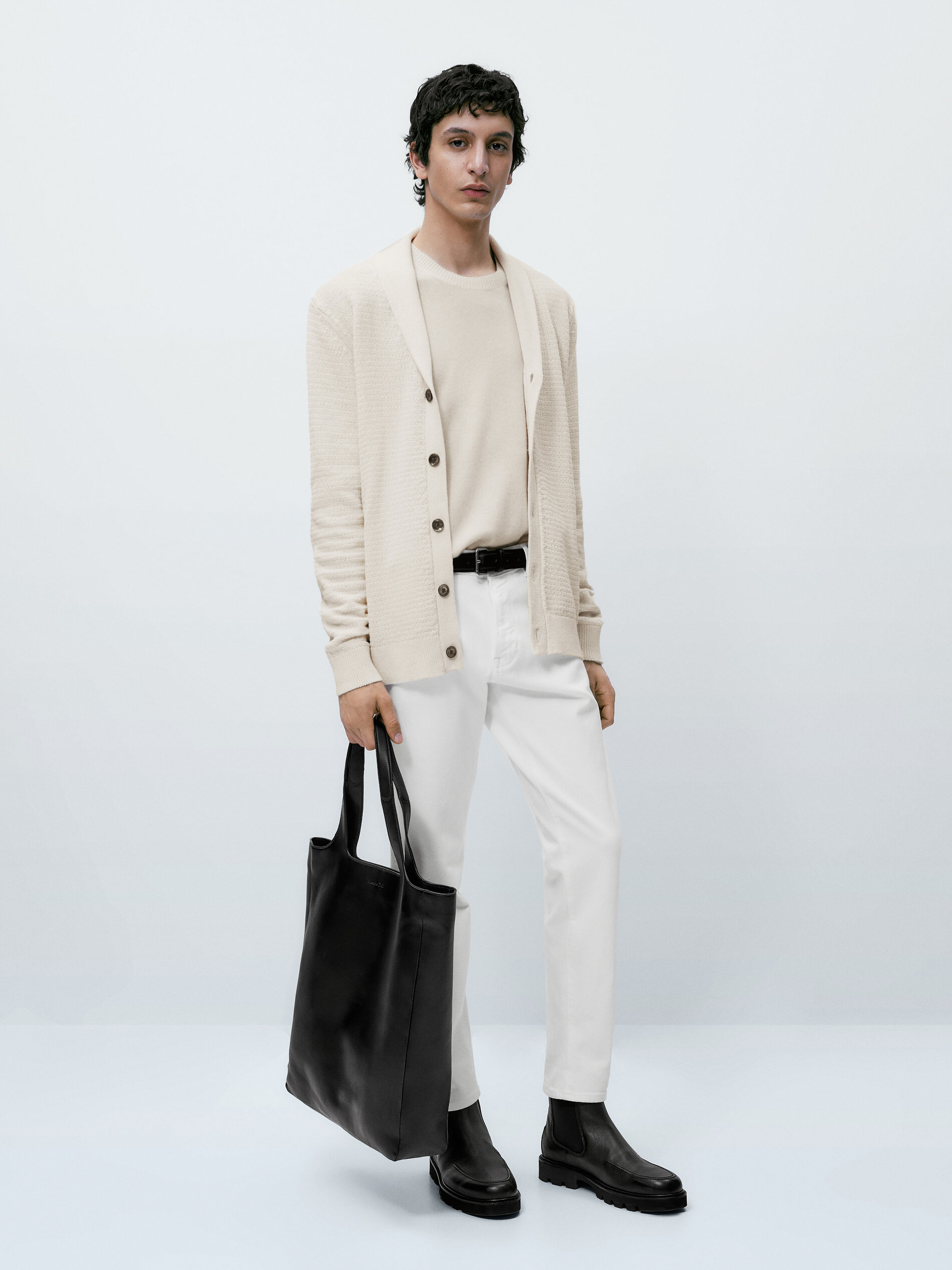 Calça vaquero com ourela - BLANCO
