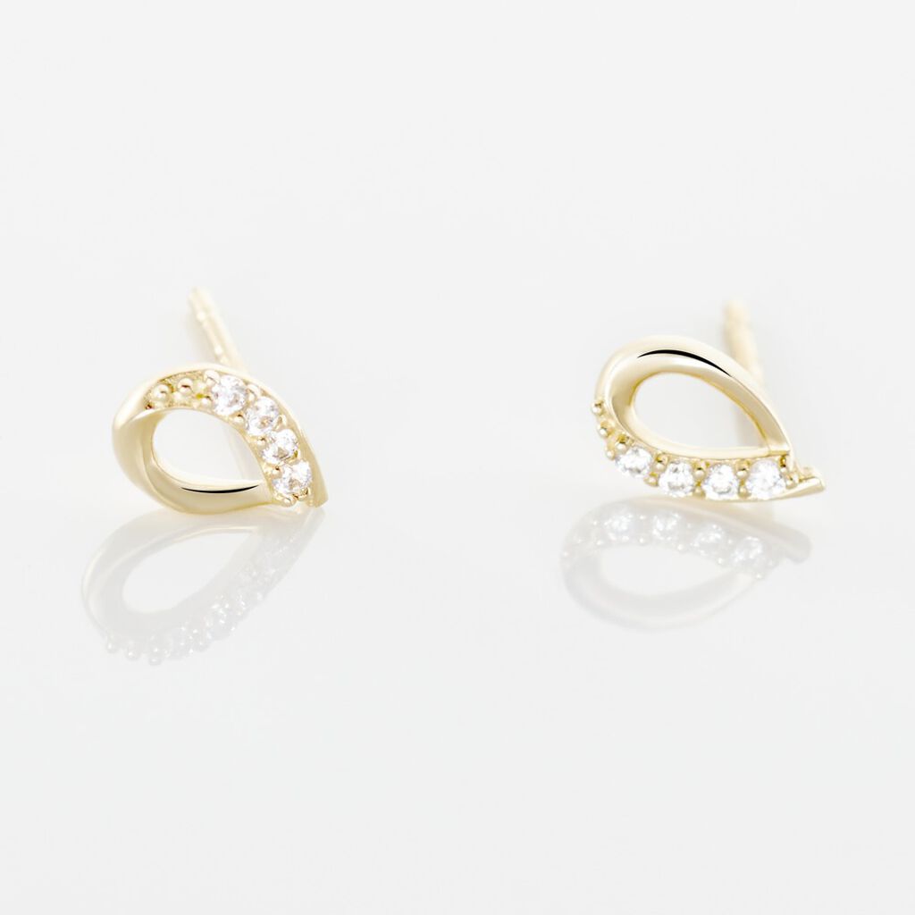 Boucles D'oreilles Puces Lisianthus Or Jaune Oxyde