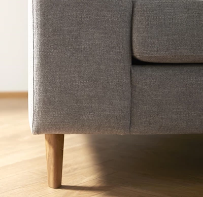 FLEX Hjørnesofa med 1 hjørnemodul, 2 endemoduler grå   ben træ