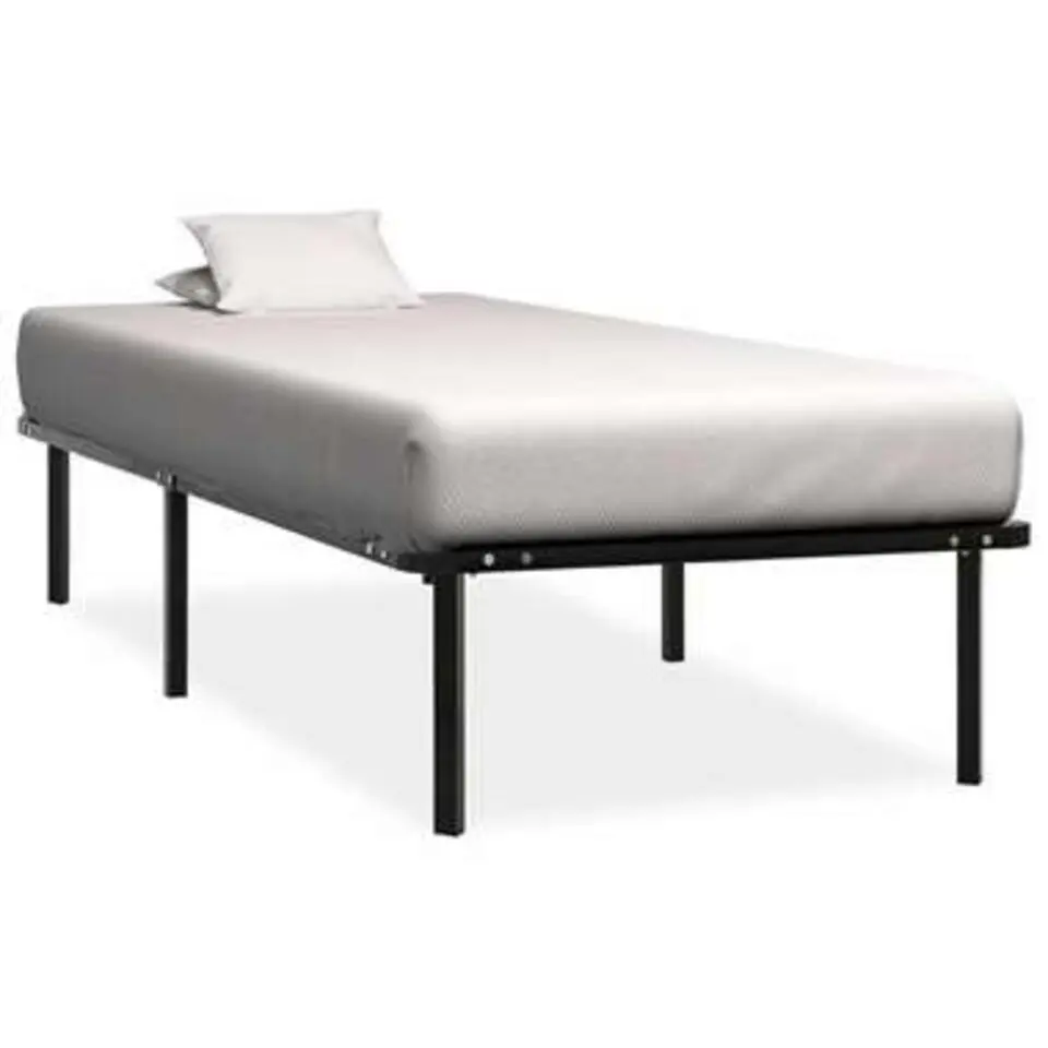 vidaXL - Bed frame met hout lattenbodem - Zwart - Metaal - 90x200 cm