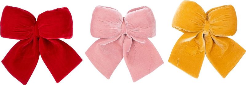 Intratuin - Velvet Puff - Kerststrik - Roze - 41 x 45 cm