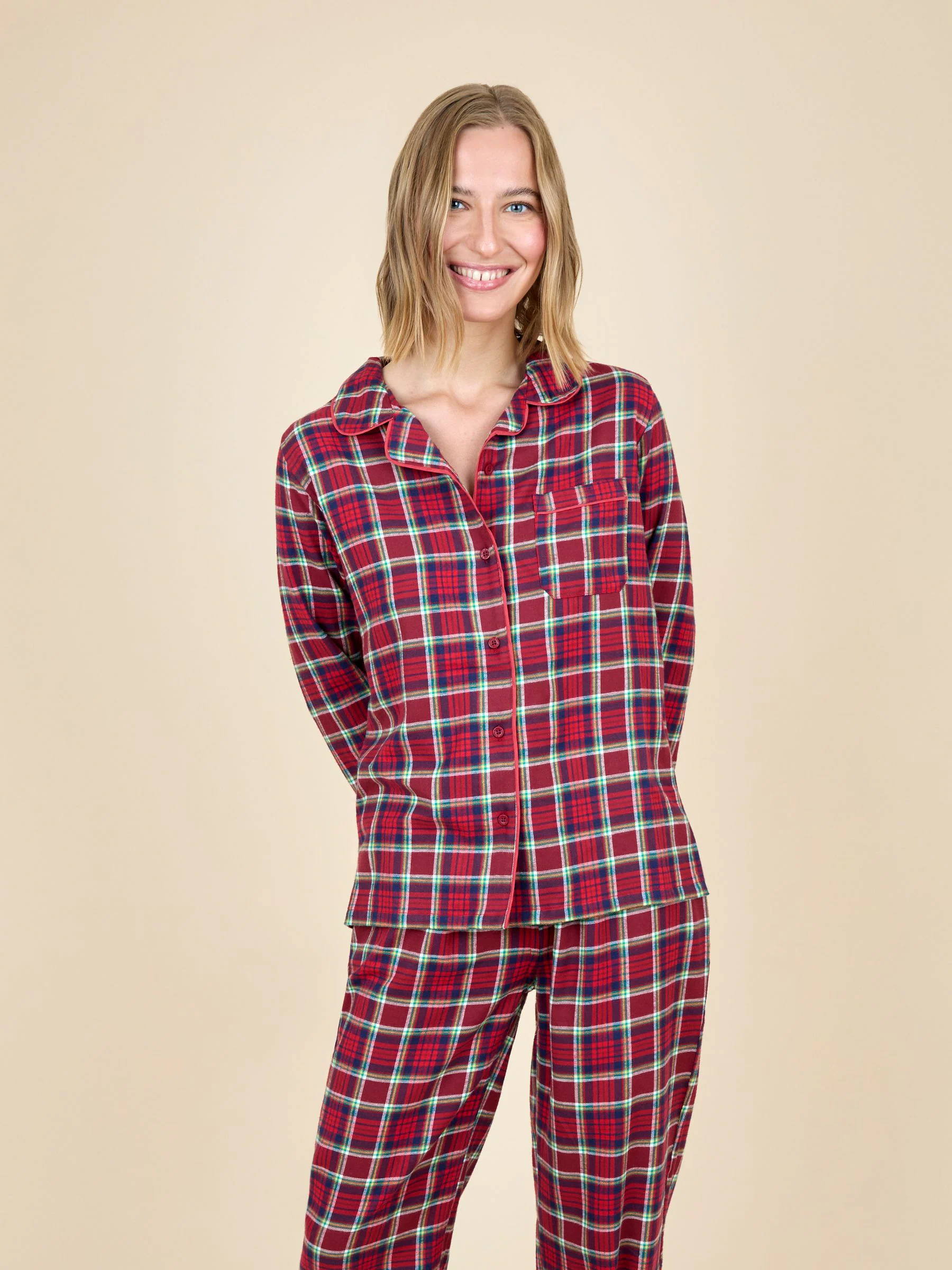 JoJo Maman Bébé klassieke kerstpyjamaset met ruit voor dames