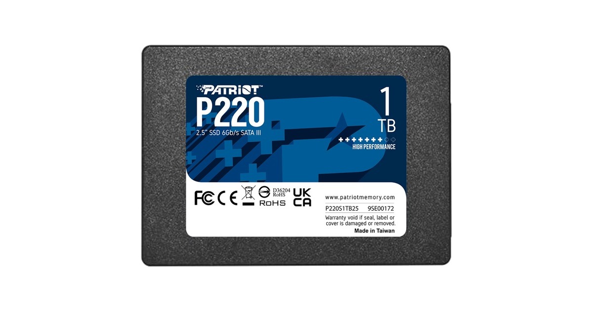 PatriotP220 1 TB SSD  (Zwart, SATA III 6 Gb/s)