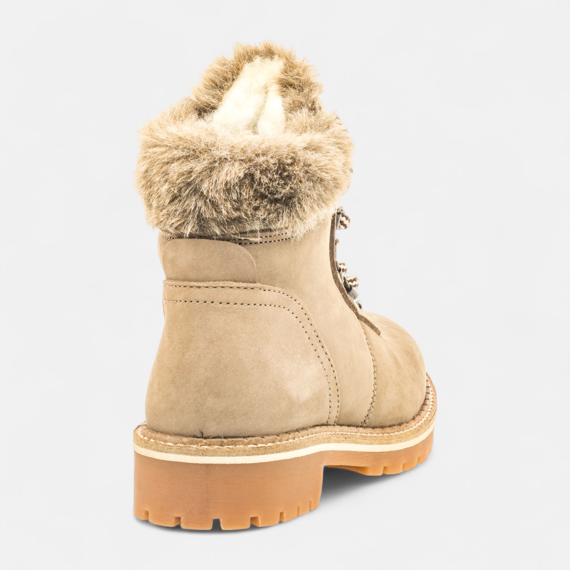 Bottines à lacets Femme en cuir taupe