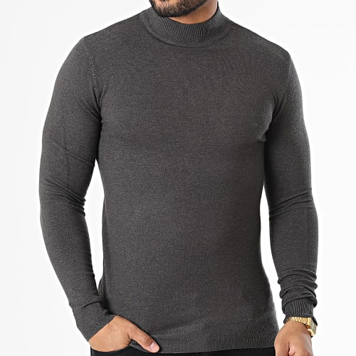 Pull Col Cheminée LD-690017 Gris Anthracite Chiné