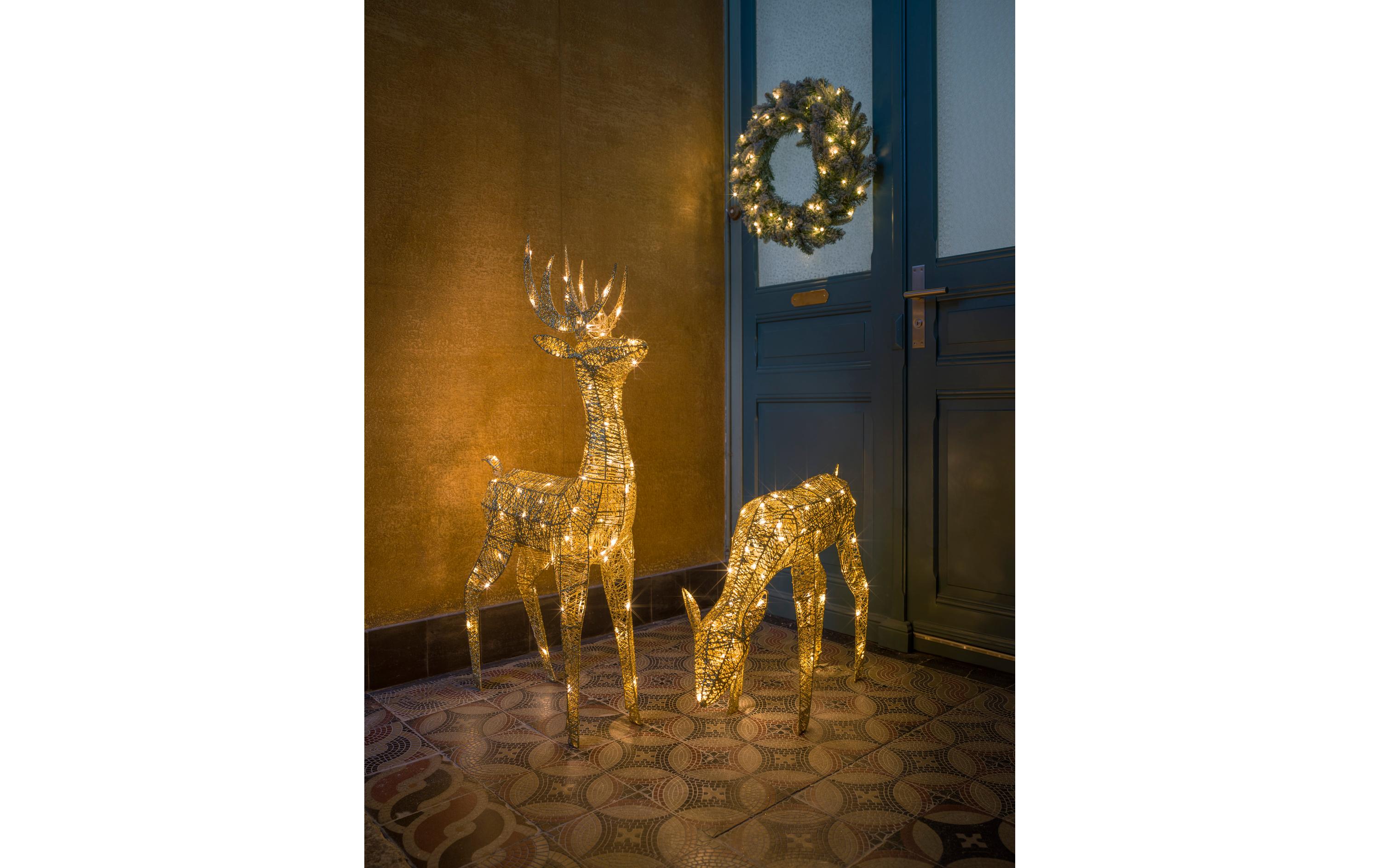 LED-Figur Rentier Floki, 64 cm, Gold<br>LED Weihnachtsdekoration