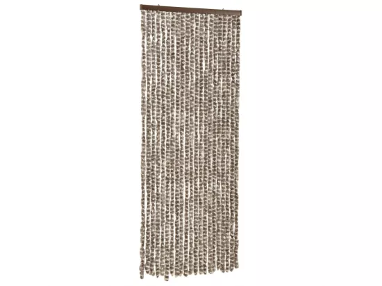 Rideau anti-mouches taupe et blanc 56x200 cm chenille