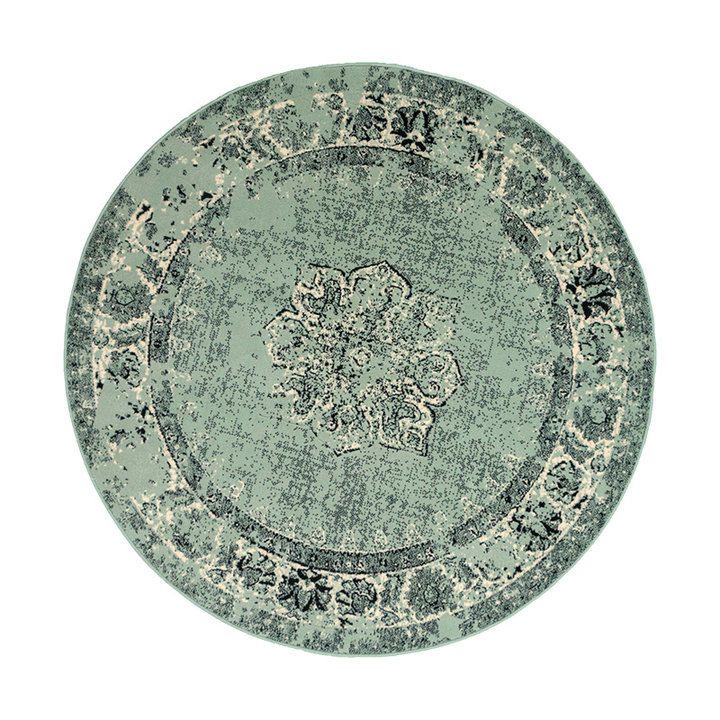 Rond vintage vloerkleed - Wonder Groen/Zwart