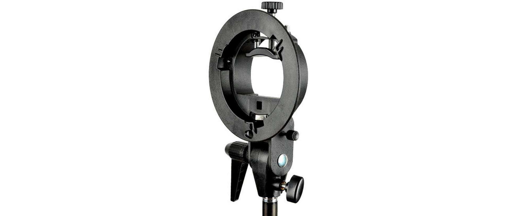 Halterung S-TYPE SpeedliteUniverselle Halterung für Blitzgeräte und Lichtformer mit Bowens-Anschluss