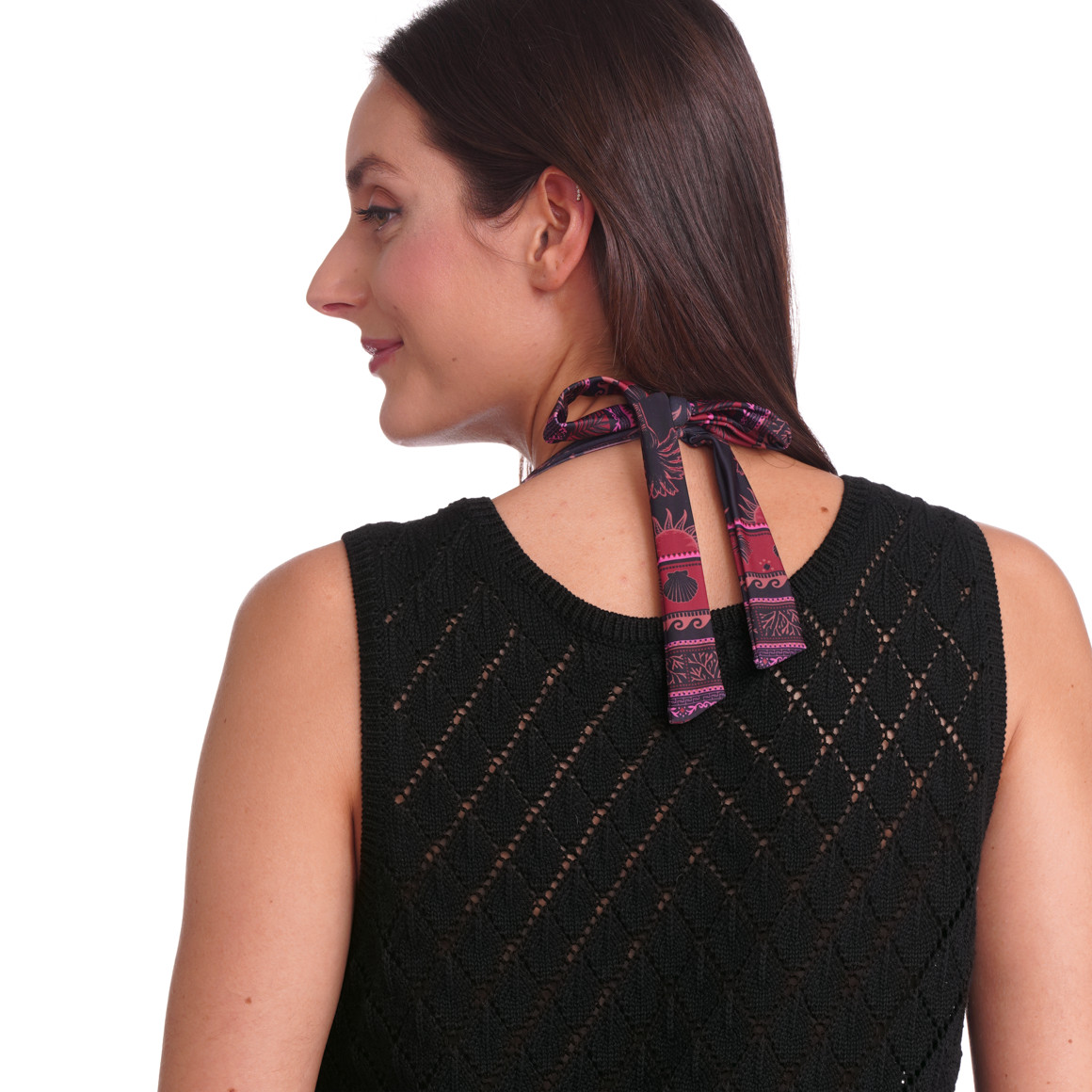 Gina Benotti Damen Häkelkleid in Unifarben schwarz