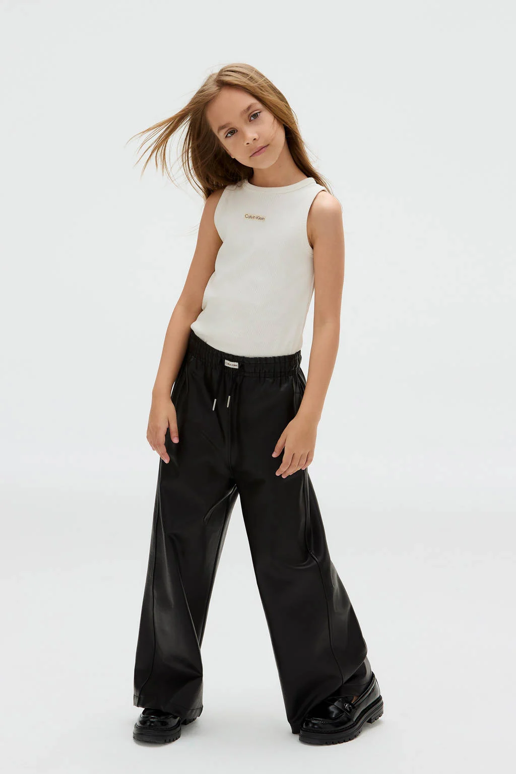 Calvin Klein imitatieleren casual broek zwart