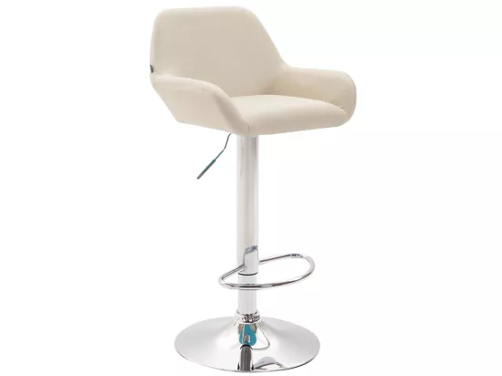 Lot de 2 Tabourets de bar - Similicuir (PVC) & Métal noir mat - Crème - Braga