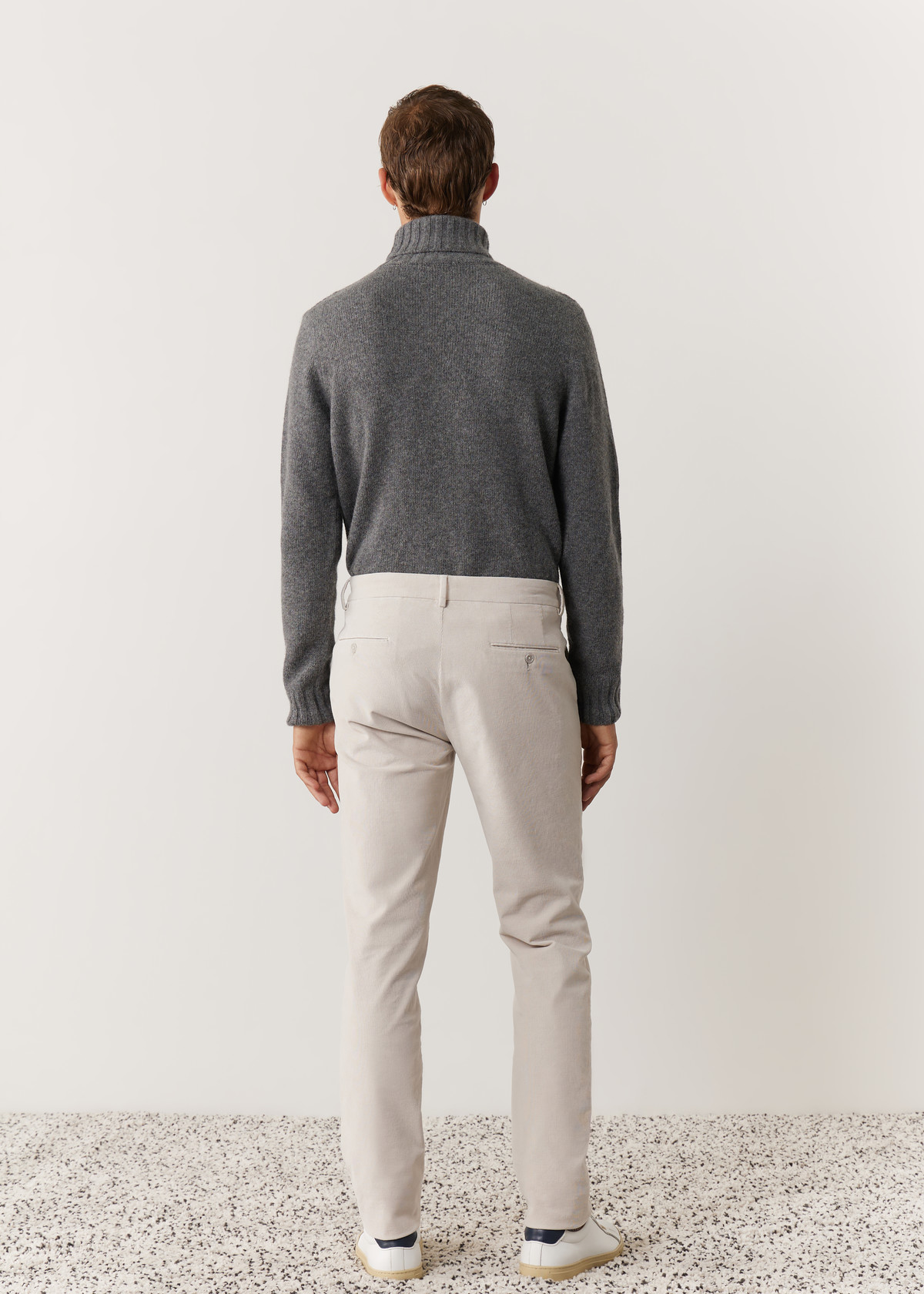 Chino slack skinny en velours côtelé uni gris
