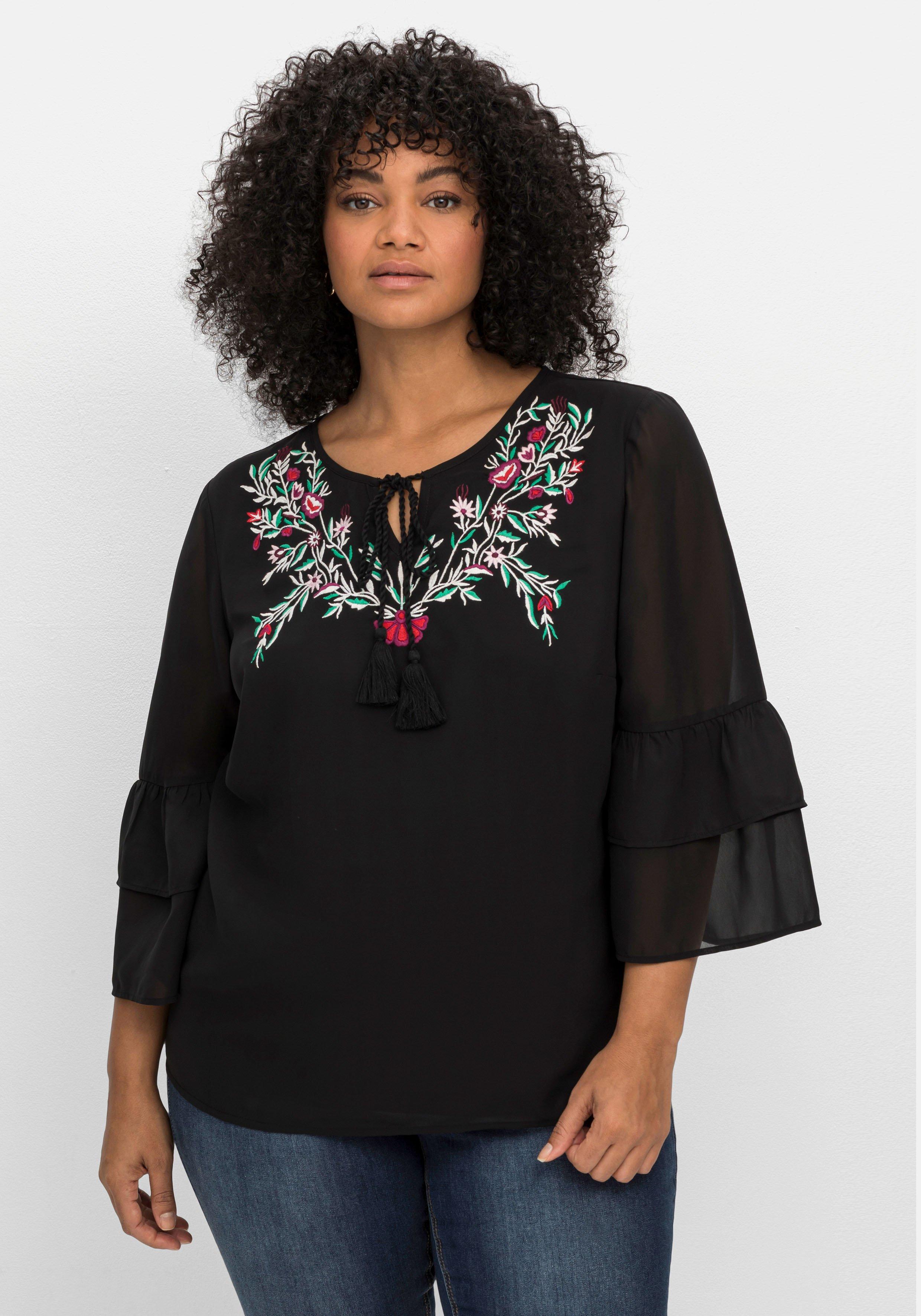 Tunika im Boho-Look, mit floraler Stickerei