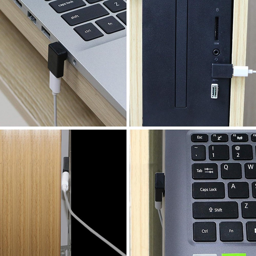 (2er Set) Enkay - USB C auf USB A Adapter 90 Grad-Winkel 5 Gbit/s (Winkel abwärts) - Schwarz