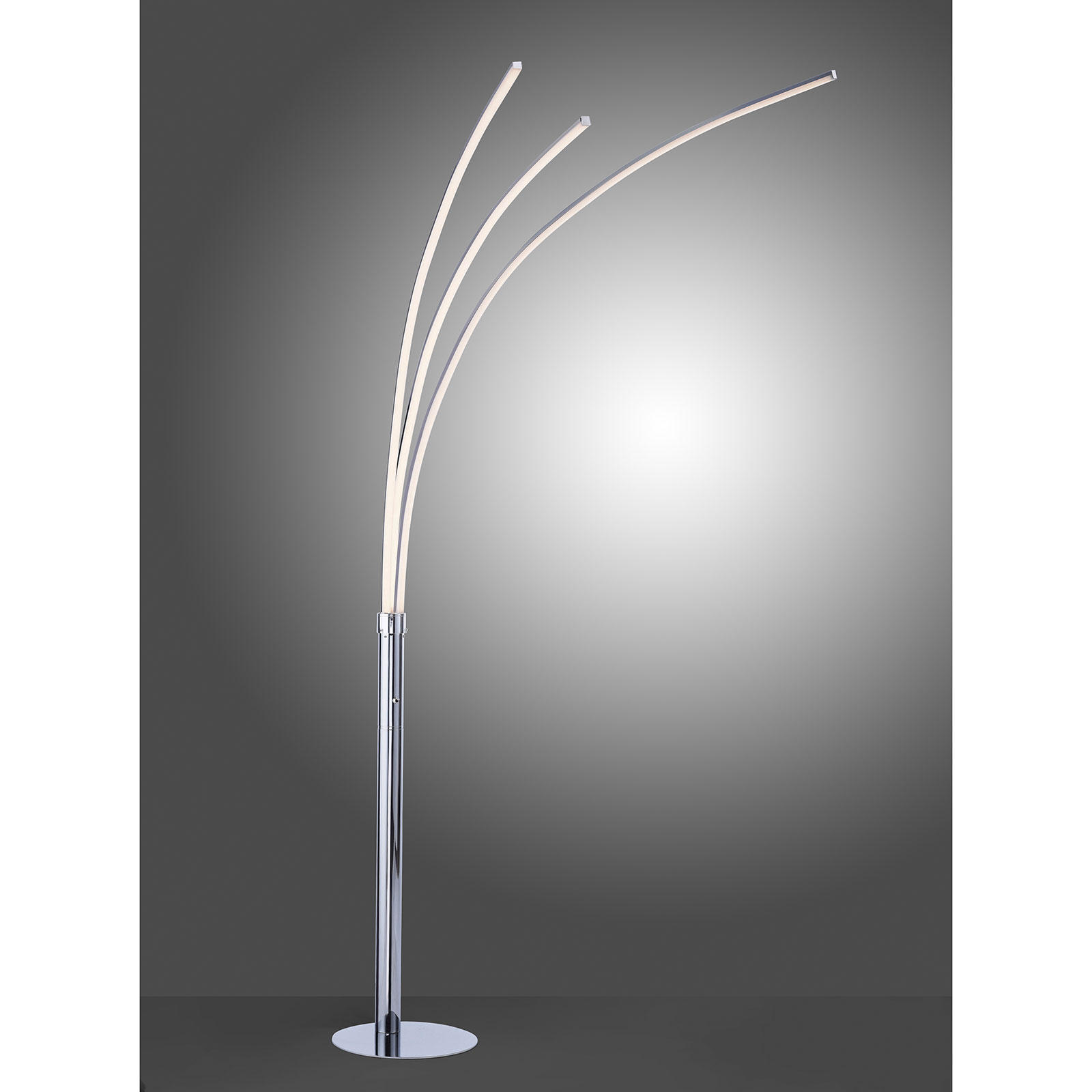 LED-Stehleuchte - Chrom - 3-flammig