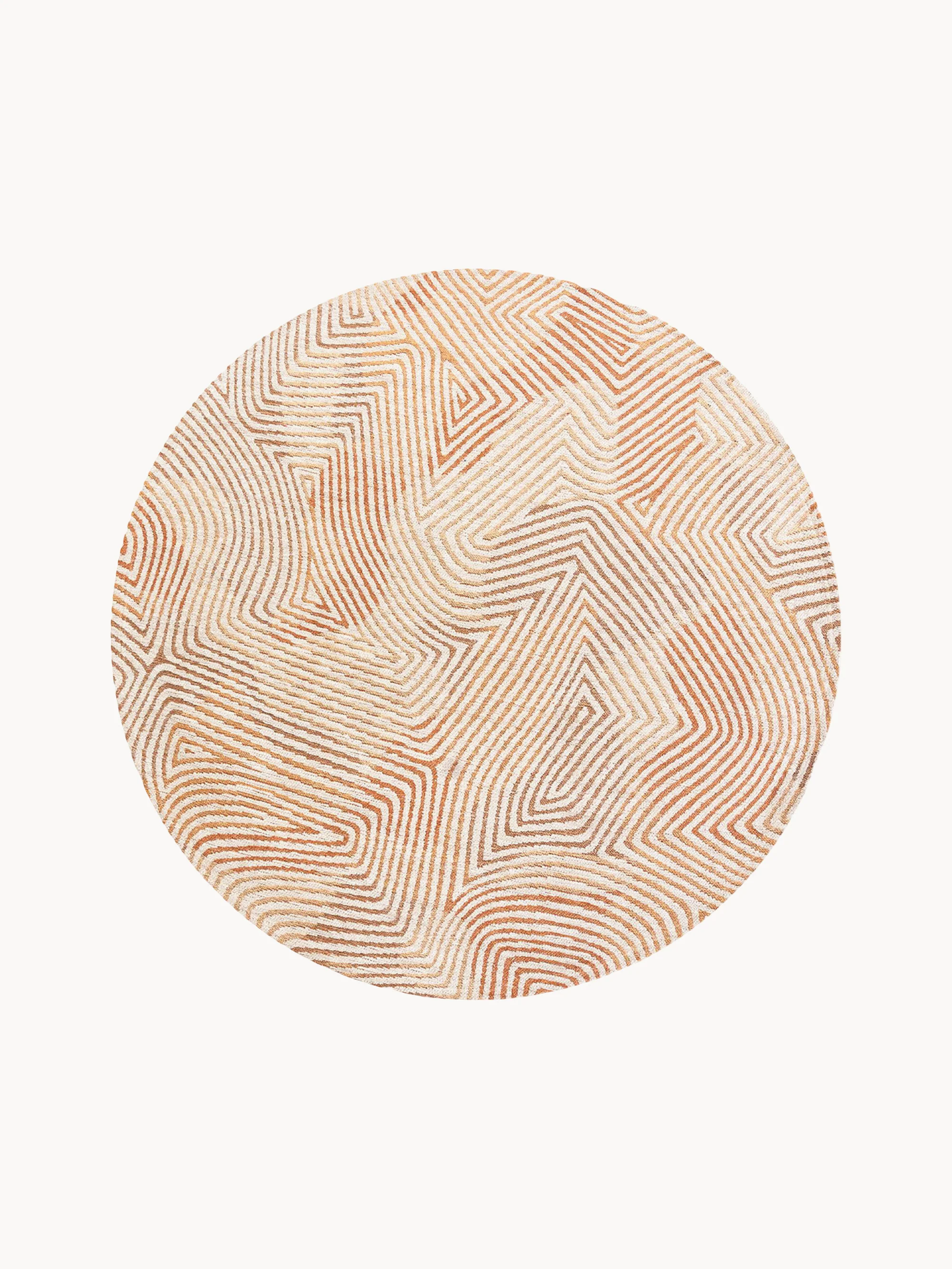 Rond jacquard in- & outdoor vloerkleed Coral, wasbaar