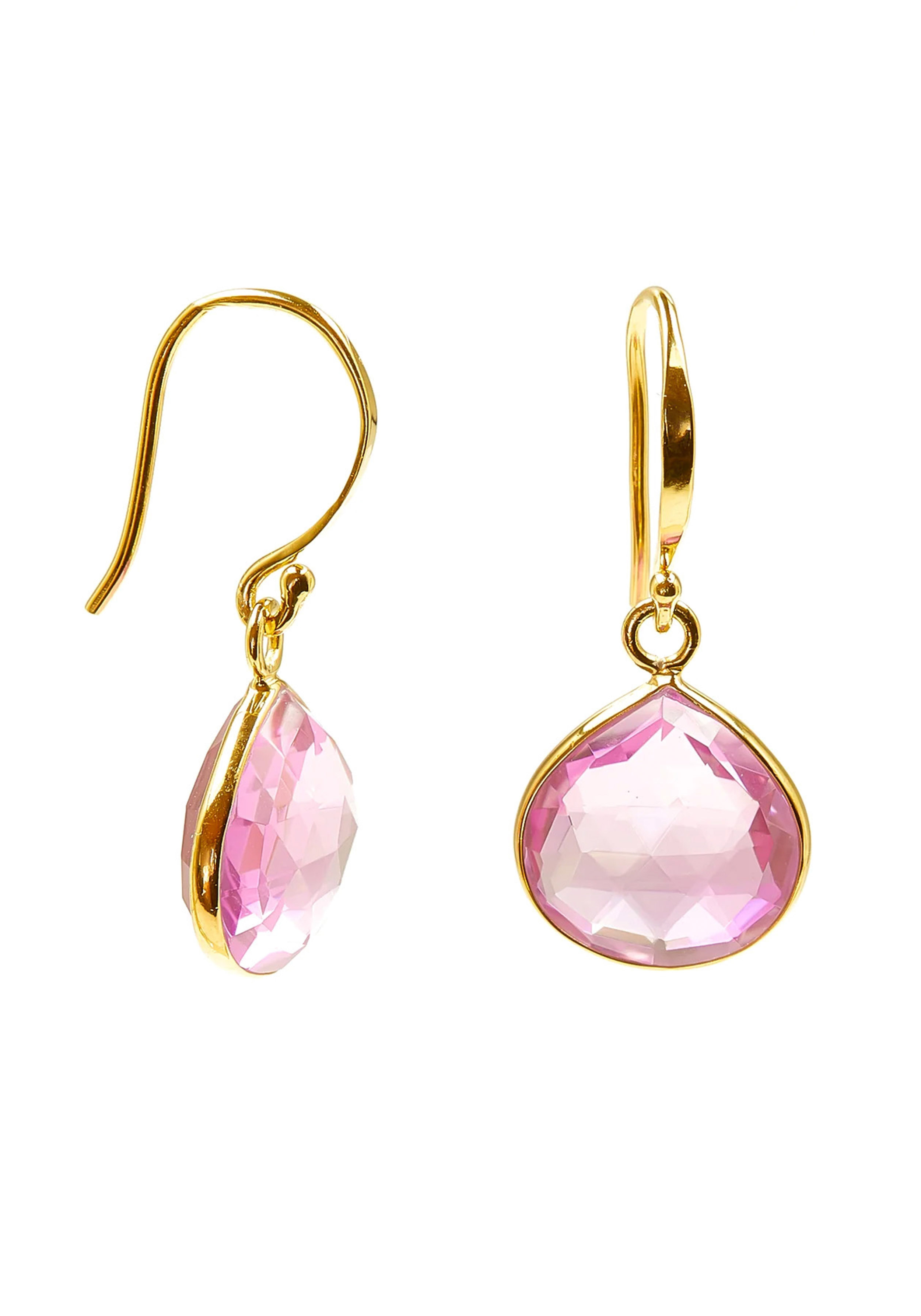 Le tresor du monde Teardrop Ohrringe Pinker Quarz