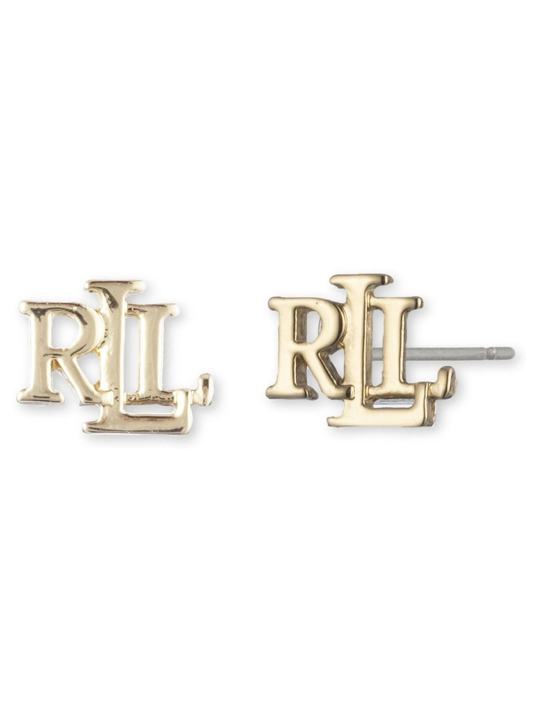 Lauren Ralph Lauren Gold Tone Logo Stud Earrings