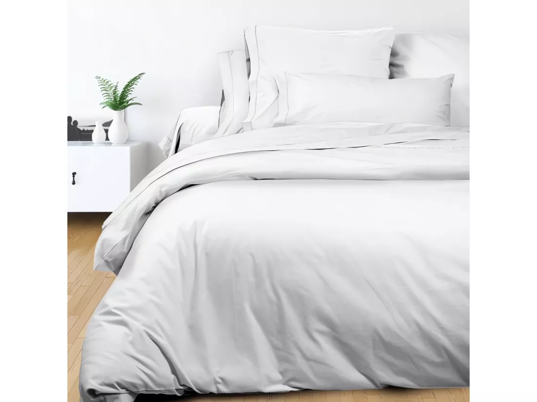 Housse de couette en coton 260x240 cm PERCALE blanc, par Soleil d'ocre
