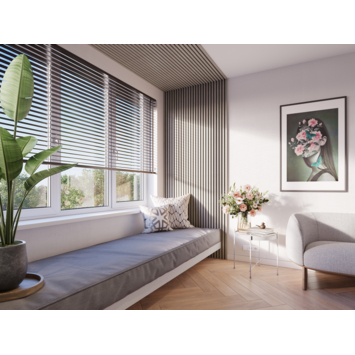 Kleurstaal lattenwand Decowall Acoustic vergrijsd eiken 18x30 cm