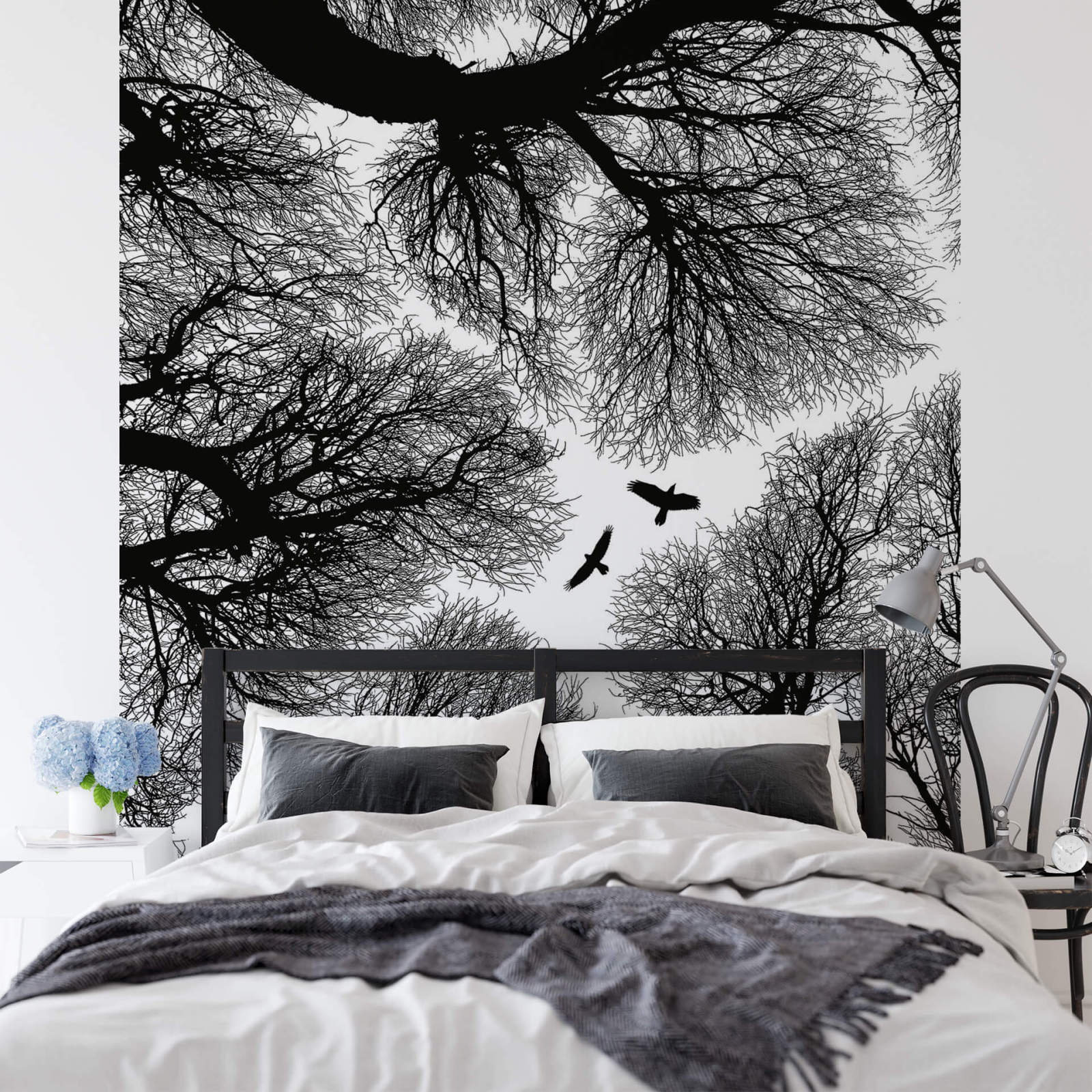 Fototapete DESIGNWALLS 2.0 - schwarz-weiß - Wald - 2,6 Meter