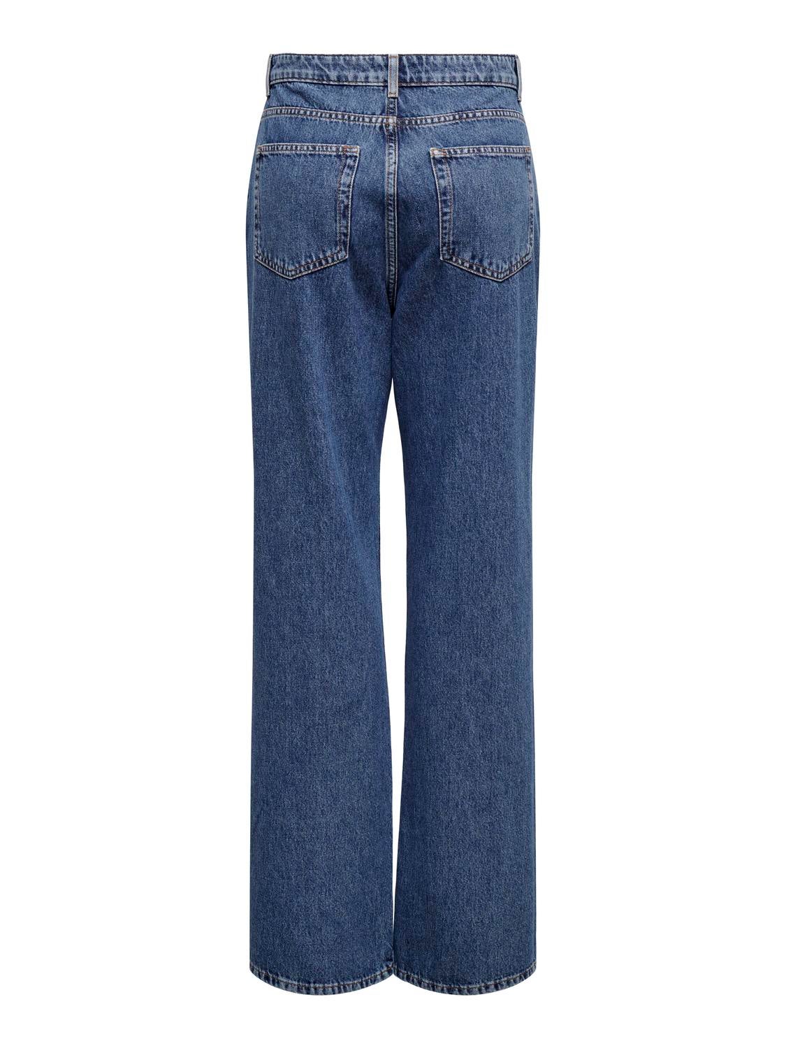 ONLSILJE Hohe Taille Gerade geschnitten Jeans Medium Blue Denim