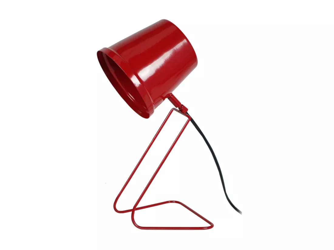 Lampe de bureau conique métal rouge 38 cm.