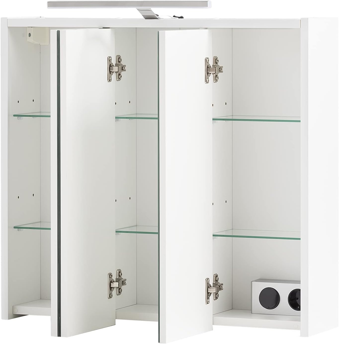 Schildmeyer Spiegelschrank Carlos 149479, Holzwerkstoff, weiß, 65 cm