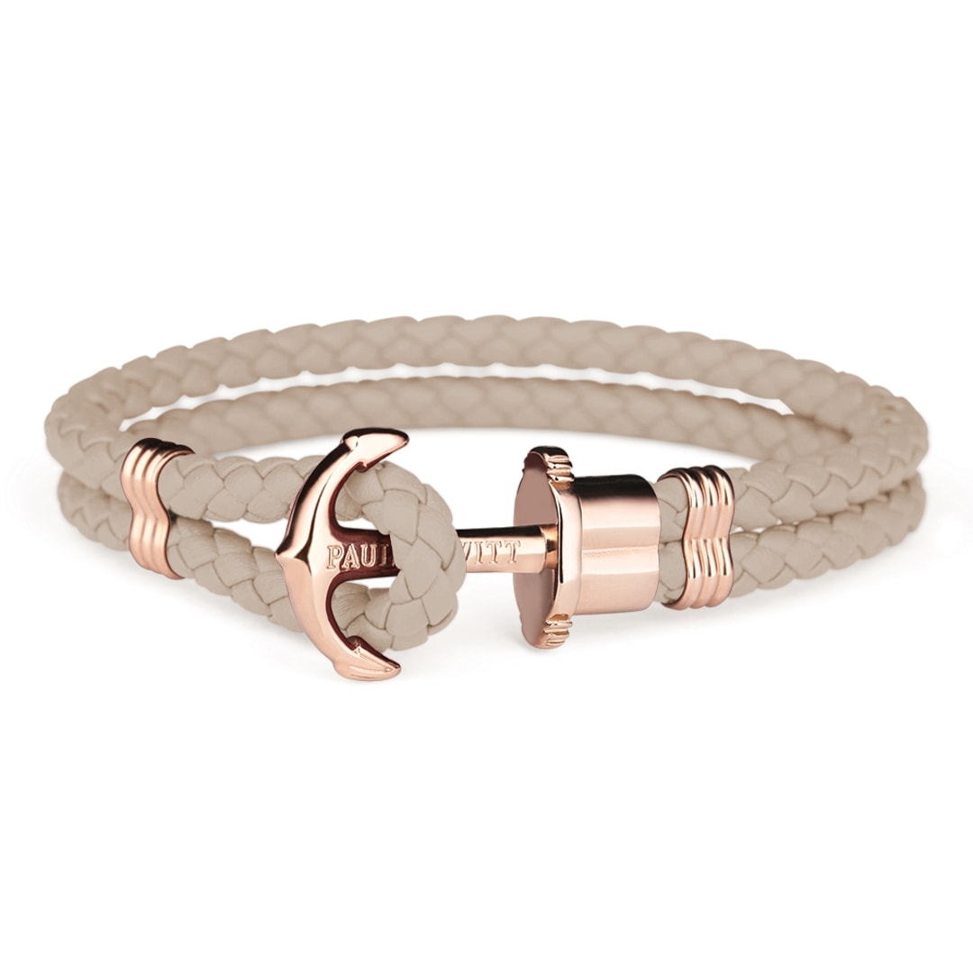 Paul Hewitt Phrep IP Rose Anchor Bracelet Leather Hazelnut
