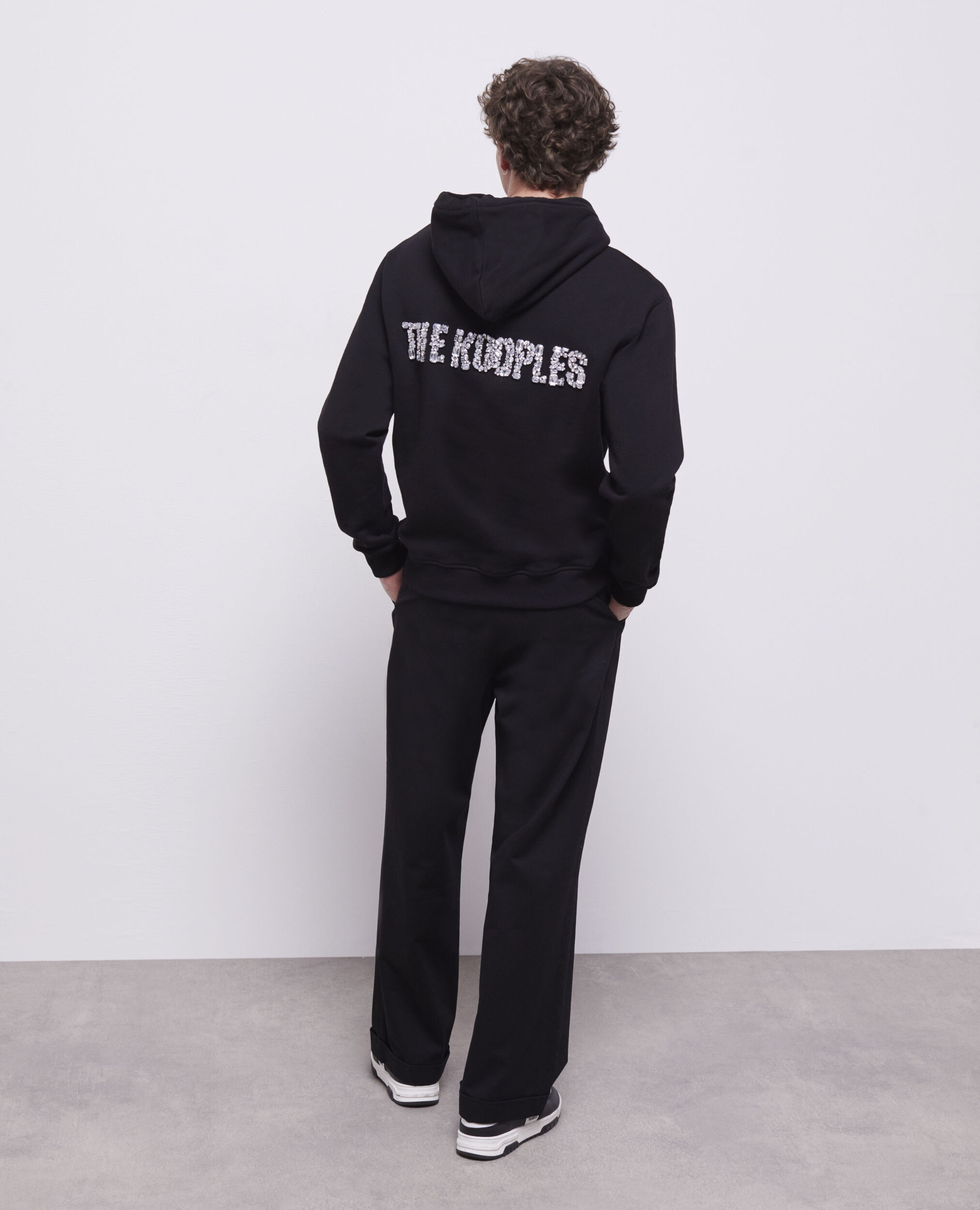 Sweatshirt logo strass noir
