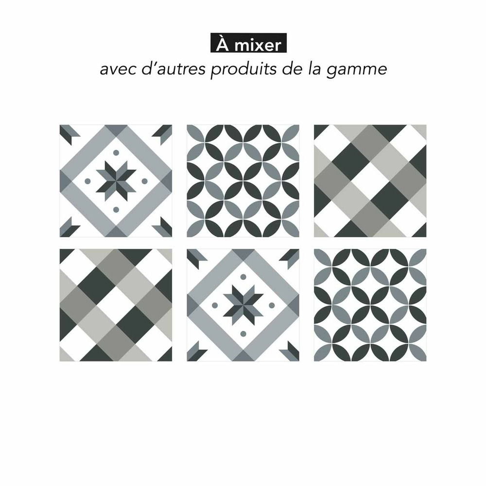 Stickers carrelage 15 x 15 cm - étoile grise