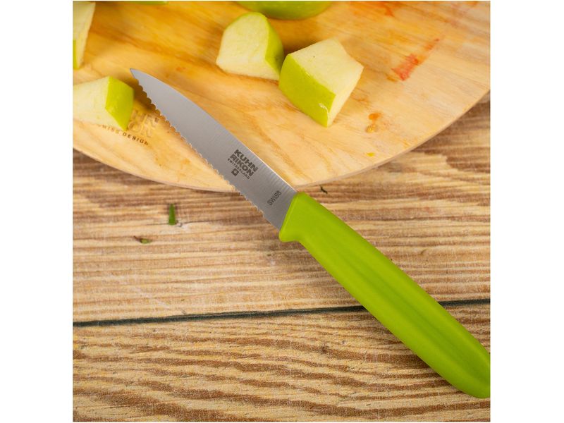 Kuhn Rikon Rüstmesser Swiss Knife Wellenschliff, Grün Gemüsemesser