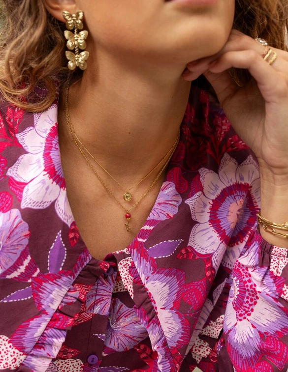My Jewellery Vintage ketting met rode roos MJ11257