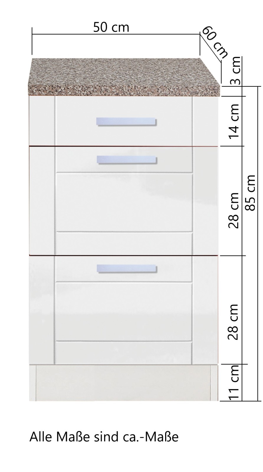 Topfschrank WIEN - weiß Hochglanz-Eiche Vintage - 50 cm
