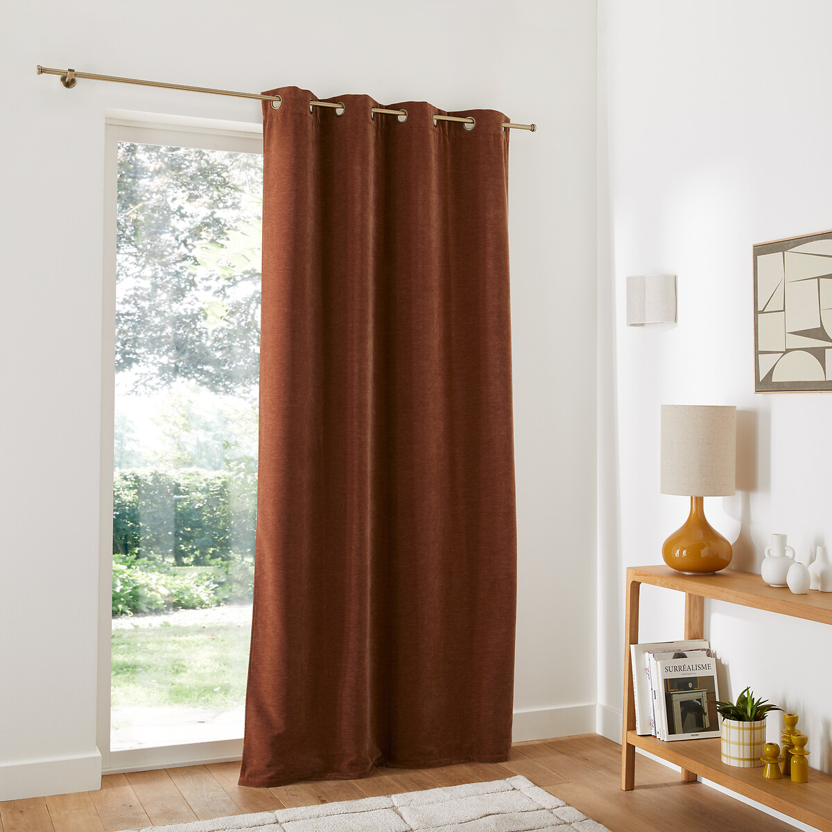 LA REDOUTE INTERIEURS<br>Cortina de veludo em chenille com ilhós, Calda