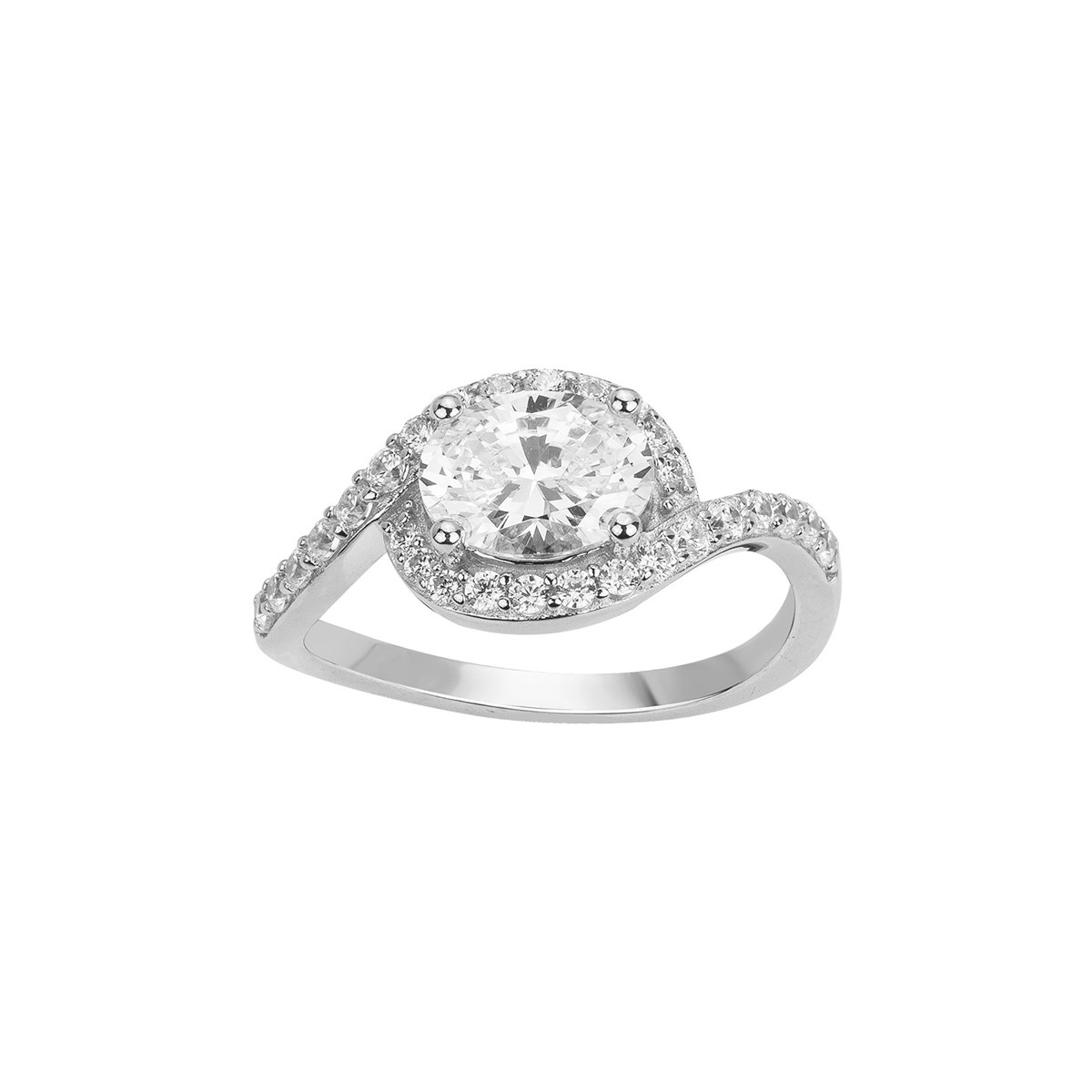 Bague en Argent avec oxyde de zirconium blanc