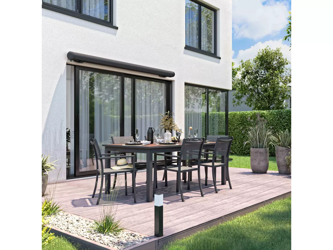 Store banne coffre integral 2.5x2m aluminium gris