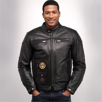 Blouson Helstons TRACKER CUIR RAG - Noir