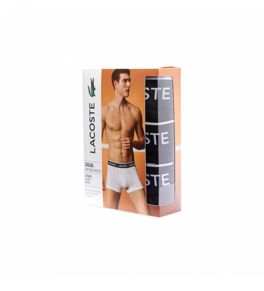 Conjunto de 3 cuecas boxer Lacoste 5H3389 pretas