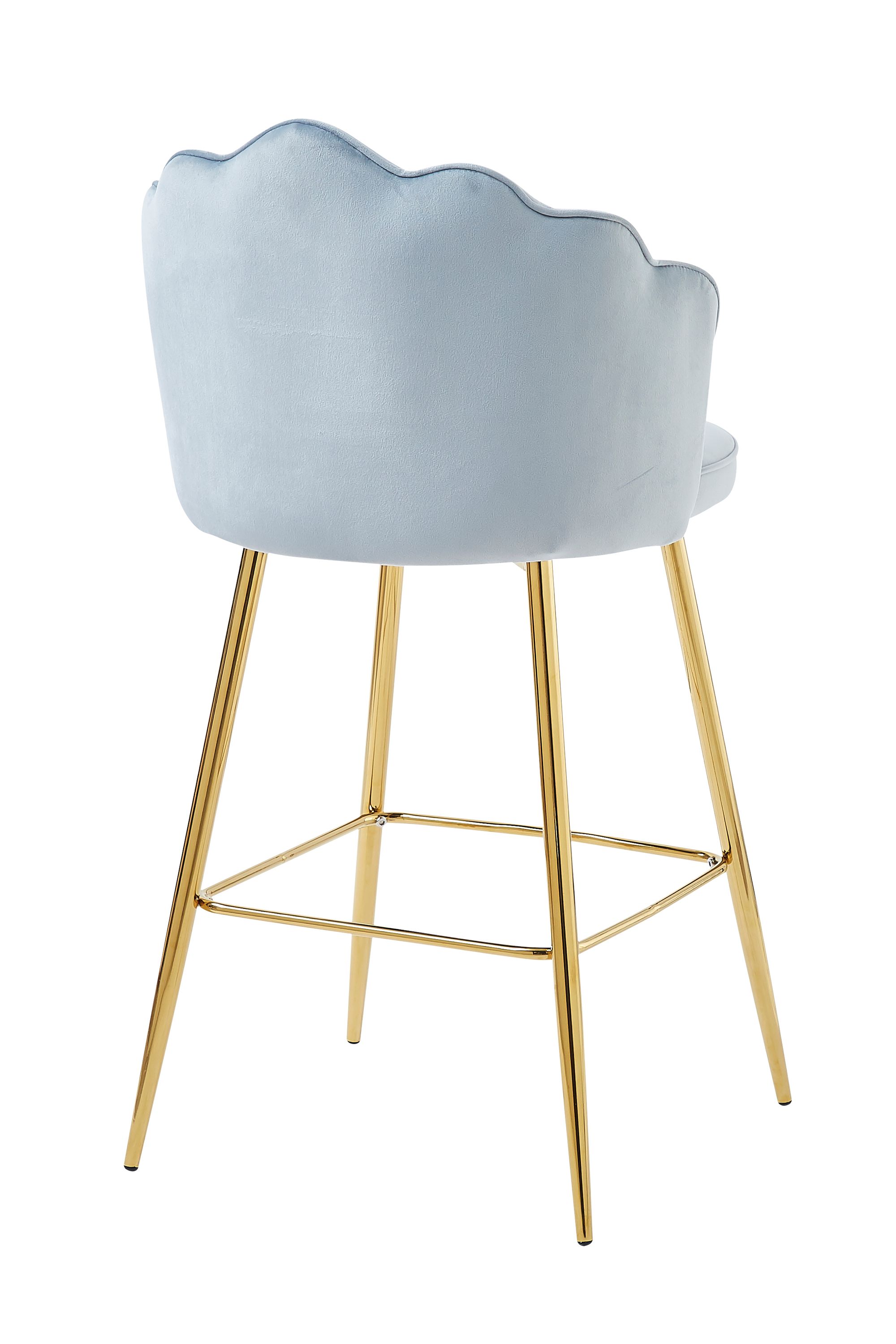 Barhocker Muscheldesign 2er Set aus Samt Hellgrau Tresen Hocker Sitzhocker