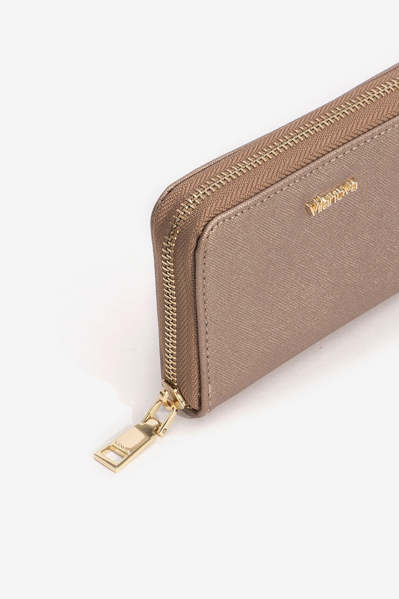 Porta-moedas médio com zíper - Dourado