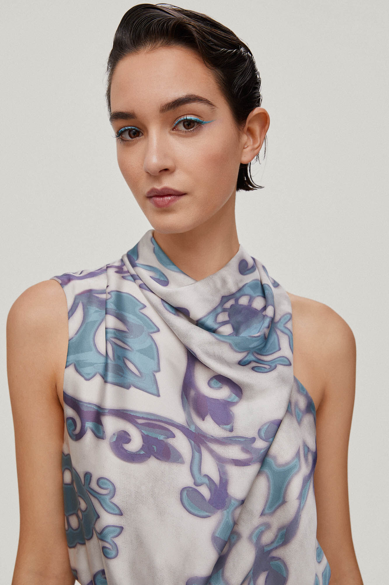 Vestido Ana com decote lenço - Azul