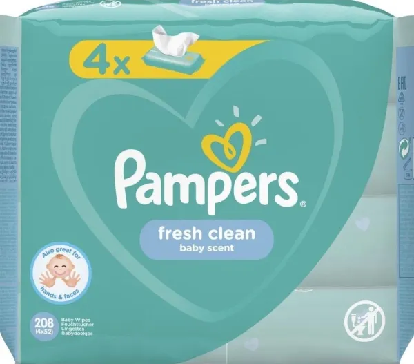 Pampers 81688043, Vådservietter til baby, Dermatologisk testet, Allergivenlig, Neutral pH